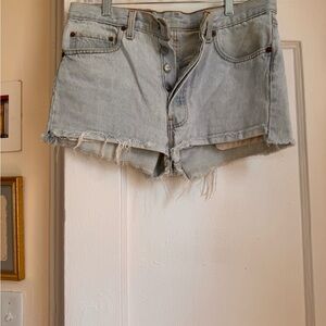 Levi's Blue Jean Shorts with Frayed Hem